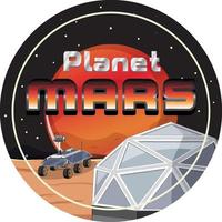 Planet Mars word logo design vector