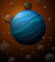 Neptune planet on space background vector