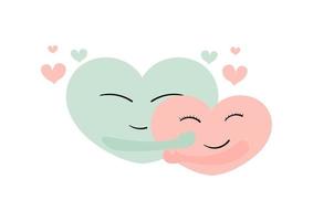 illustration of two hearts hugging 2 vector