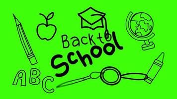 Back to School Hand Drawn Icons Motion Graphics on Green Background video