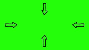 frecce di linea disegnate a mano che puntano nella stessa direzione su sfondo verde video