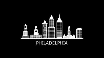 Filadelfia horizonte ilustrado sobre fondo blanco.