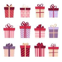 Gift boxes, presents, set of illustrations vector