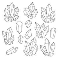 Crystals, monochrome icons vector