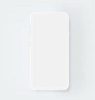 Modern white smartphone with white blank screen. Vector mockup with clipping mask