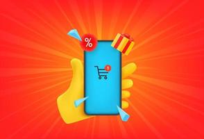 concepto de compras web. ilustración vectorial de estilo cómico vector