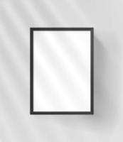 A4 photo frame mockup with sun flare effect. Light of the window with blinds vector