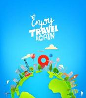 Travel concept with different vehicles. Enjoy travel again vector