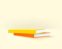 Two paper books on a table. 3d style vector illustration