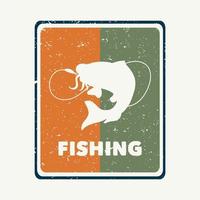 logo design fishing with cat fish silhouette vintage illustration