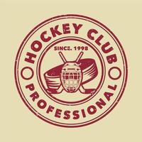 logo design hockey club professional with hockey puck vintage illustration vector