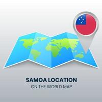 icono de ubicación de samoa en el mapa mundial, icono de pin redondo de samoa vector