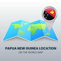 icono de ubicación de papua nueva guinea en el mapa mundial, icono de pin redondo de papua nueva guinea vector