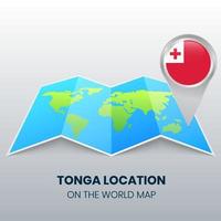 icono de ubicación de tonga en el mapa mundial, icono de pin redondo de tonga vector