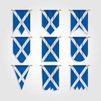 Scotland flag in different shapes, Flag of Scotland in various shapes vector