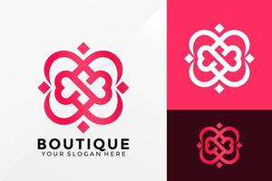 diseño de vector de logo de adorno de amor boutique. emblema de identidad de marca, concepto de diseños, logotipos, elemento de logotipo para plantilla.