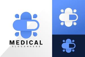 Cross medical capsule logo vector design. Abstract emblem, designs concept, logos, logotype element for template