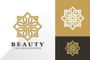 Diseño de logotipo e icono de flor de belleza de oro concepto vectorial para plantilla