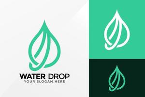 Diseño de logotipo de gota de agua ecológica, vector de logotipos de identidad de marca, logotipo moderno, plantilla de ilustración de vector de diseños de logotipo