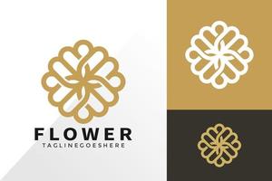 Gold flower logo and icon design vector concept for template