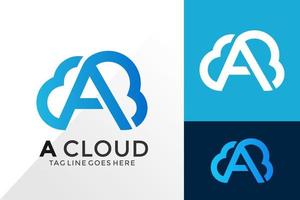 Letter A Cloud Logo Design, Brand Identity Logos Designs Vector Illustration Template