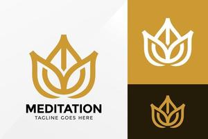 Letter M Lotus Meditation Logo Design, Brand Identity Logos Designs Vector Illustration Template