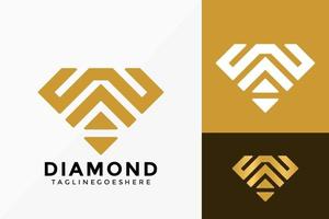 Abstract Letter W and A Diamond Logo Vector Design. Brand Identity emblem, designs concept, logos, logotype element for template.