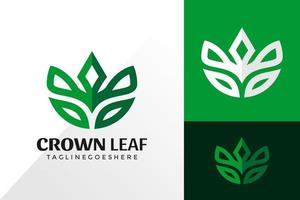 Green Crown Leaf Logo Vector Design, Creative Logos Designs Concept for Template