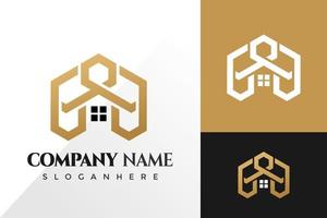 Plantilla de vector de diseño de logotipo de empresa de casa hexagonal