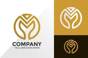 Diseño de logotipo de empresa de letra dorada m, diseños de logotipos de identidad de marca plantilla de ilustración vectorial vector