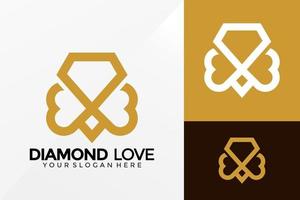 Diseño de logotipo de joyería de amor de diamante, vector de logotipos de identidad de marca, logotipo moderno, plantilla de ilustración de vector de diseños de logotipo