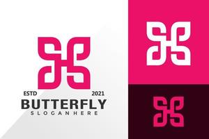 Letter h butterfly logo and icon design vector concept for template