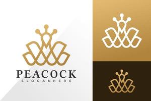 Elegant and luxurious peacock logo and icon design vector concept for template