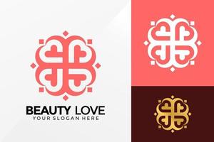 diseño de logotipo de adorno de flor de amor, vector de logotipos de identidad de marca, logotipo moderno, plantilla de ilustración de vector de diseños de logotipo