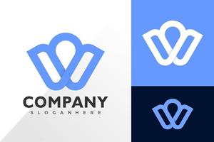 Letter w pin location logo and icon design vector concept for template