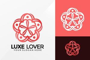 Diseño de vector de logotipo de amor de flor abstracta de lujo. emblema de identidad de marca, concepto de diseños, logotipos, elemento de logotipo para plantilla.