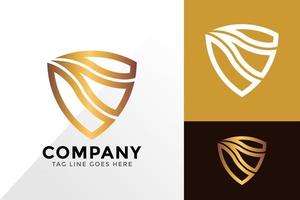 Abstract Golden Shiled Logo Design, Brand Identity Logos Designs Vector Illustration Template