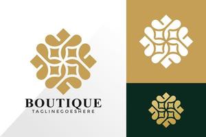 Logotipo de adorno de flor de boutique e icono de concepto de vector de diseño de plantilla