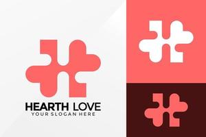 Letra h corazón amor diseño de logotipo, vector de logotipos de identidad de marca, logotipo moderno, plantilla de ilustración de vector de diseños de logotipos