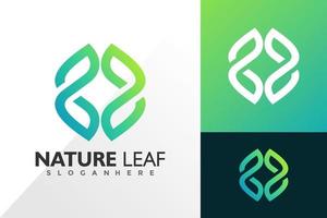Gradient nature leaf logo and icon design vector concept for template