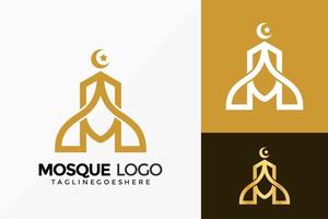 Letter M Mosque Islamic Logo Vector Design. Brand Identity emblem, designs concept, logos, logotype element for template.