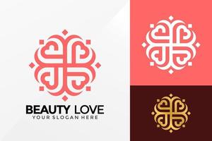 diseño de logotipo boutique flor amor, vector de logotipos de identidad de marca, logotipo moderno, plantilla de ilustración de vector de diseños de logotipos