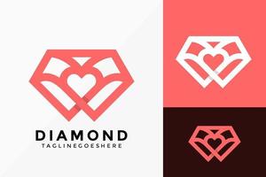 Diamond Love Logo Vector Design. Abstract emblem, designs concept, logos, logotype element for template.