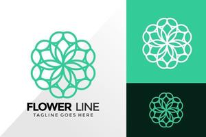 diseño de logotipo de adorno de arte de línea de flores, diseños de logotipos de identidad de marca plantilla de ilustración vectorial vector