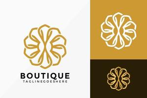 Abstract Flower Boutique Logo Vector Design. Brand Identity emblem, designs concept, logos, logotype element for template.