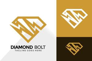 Diamond Bolt Logo Design, Brand Identity Logos Designs Vector Illustration Template