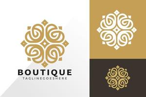 Flor boutique ornamento logo e icono diseño vector concepto de plantilla