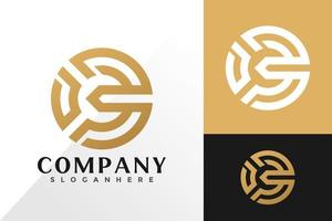 Letra de oro g círculo logo e icono diseño vector concepto de plantilla