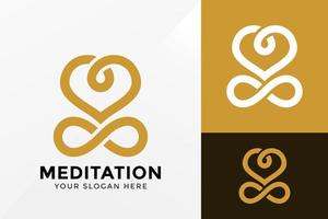 Diseño de logotipo de meditación de yoga de amor, vector de logotipos de identidad de marca, logotipo moderno, plantilla de ilustración de vector de diseños de logotipos