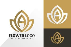 Letter A Lotus Flower Logo Vector Design, Creative Logos Designs Concept for Template